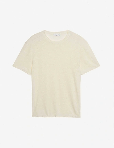 Sandro Crewneck Linen-jersey T-shirt In Beige