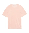 Sandro Crewneck Linen-jersey T-shirt In Pink