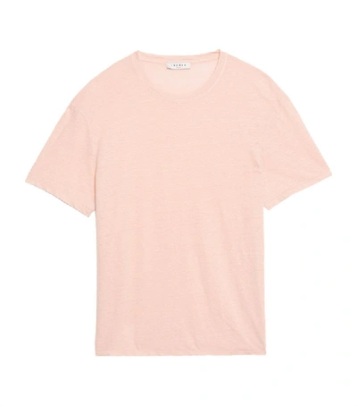 Sandro Crewneck Linen-jersey T-shirt In Pink