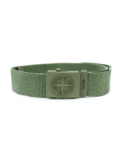 Stone Island Teen Logo Buckle Utility Belt In Green