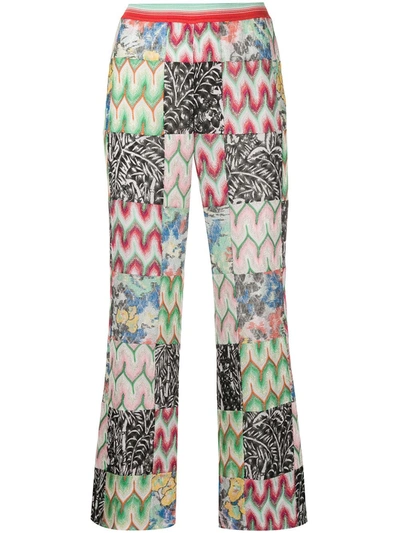 Missoni Contrasting Cropped Knit Trousers In White