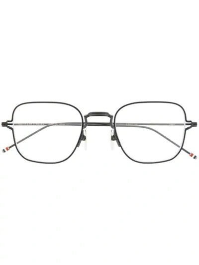Thom Browne Thin Squared Glasses In Black