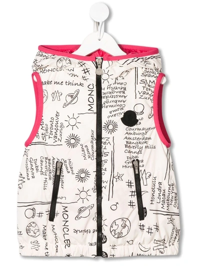 Moncler Kids' Sketch Print Padded Gilet In White