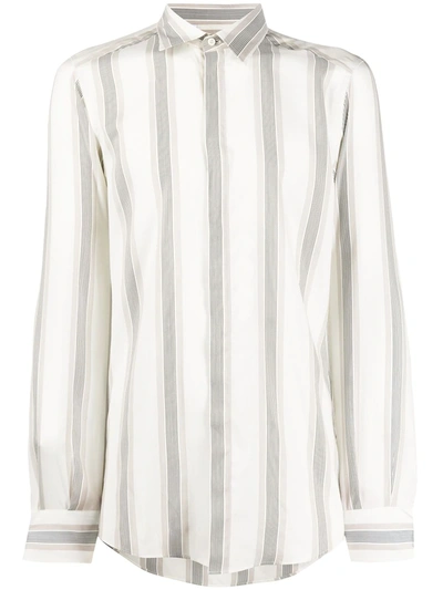 Dolce & Gabbana Striped Print Silk Shirt In Neutrals