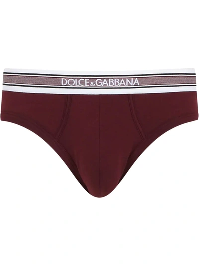 Dolce & Gabbana Medium Briefs In Stretch Cotton In Red