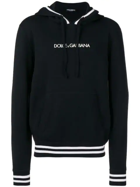 Dolce & Gabbana Woolen Hoodie With Embroidery In Black | ModeSens