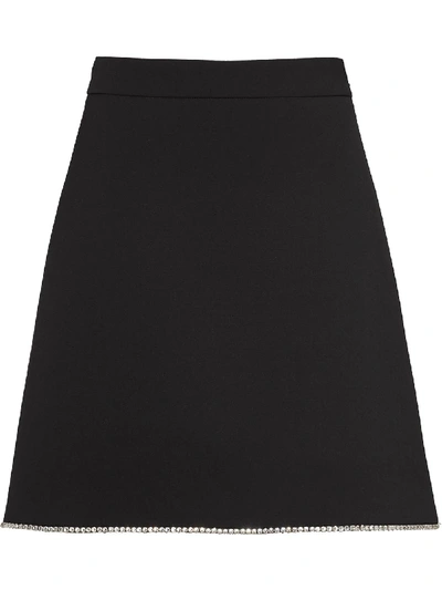 Miu Miu Crystal-embellished A-line Skirt In Black