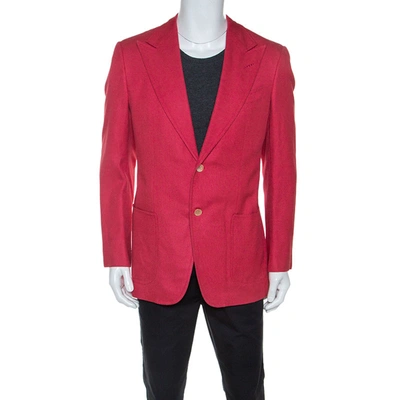 Pre-owned Tom Ford Coral Pink Silk Woven Sport Coat L