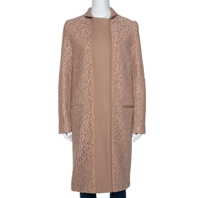 Pre-owned Chloé Pink 19 Wool & Lace Overlay Button Front Coat S