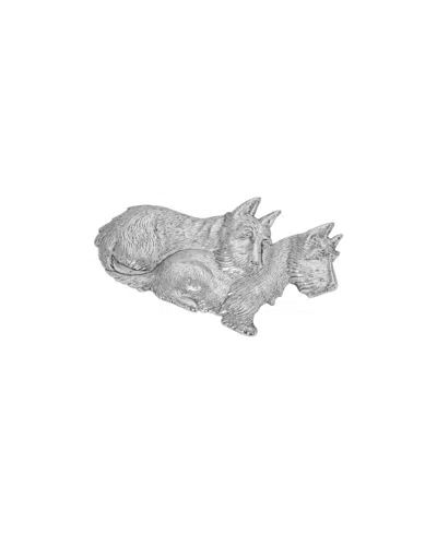 2028 Two Terrier Dogs Silver-tone Mixed Metal Pin In Gray