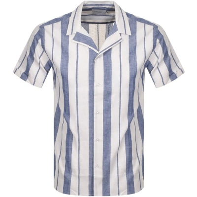 Les Deux Simon Linen Short Sleeved Shirt Blue