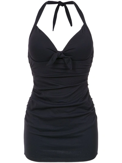 Amir Slama Draped Swimsuit In Black