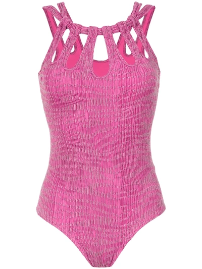 Amir Slama Textured Swimsuit In Pink