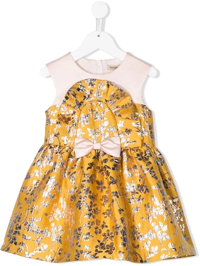 Hucklebones London Kids' Floral-jacquard Short Dress In Yellow