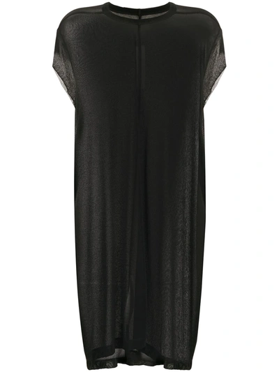 Rick Owens Sheer Longline T-shirt In Black