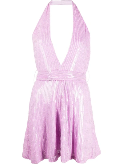 Misha Collection Sequin Embellished Mini Dress In Purple