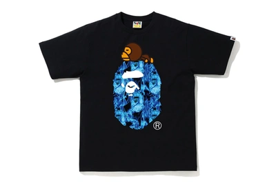 Pre-owned Bape Flame Milo On Big Ape T-shirt Black/blue