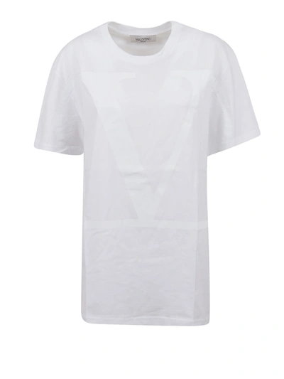 Valentino Vlogo Print Cotton Jersey T-shirt In White