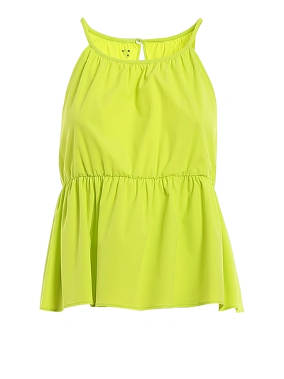 Dondup Stretch Jersey Tank Top With Ruffle Hem In Green