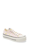 Converse Chuck Taylor Lift Platform Ox Pink Daisy Print Sneakers In Pink/ White/ Black