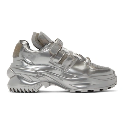 Maison Margiela Retro Fit Metallic Trainers In Silver