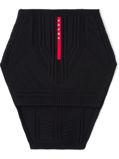 Prada Technical Knit Neck Warmer In Black
