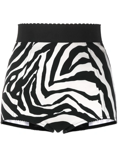 Dolce & Gabbana Drill Culotte Briefs With Zebra Print In Black