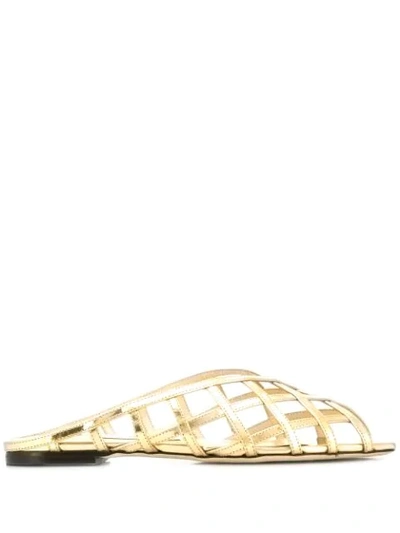 Jimmy Choo Sai Caged Metallic-leather Sandals In Gold