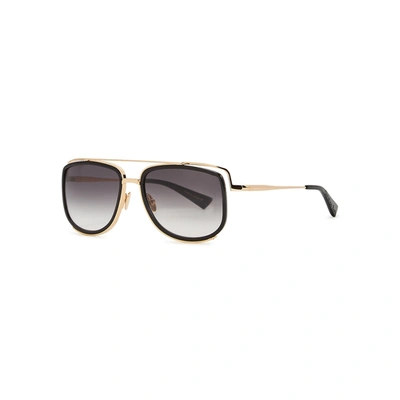 Christian Roth Crs-100 Gold-tone Square-frame Sunglasses In Black