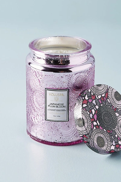 Voluspa Limited Edition Cut Glass Jar Candle In Purple