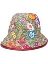Gucci Claudia Flora Print Gg Supreme Canvas Bucket Hat In Neutrals