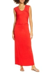 Fraiche By J Ruched Jersey Maxi Dress In Red