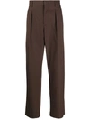 Valentino Side-stripe Wide-leg Tailored Trousers In Braun