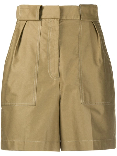 Sandro Taze High Waist Cotton Shorts In Neutrals