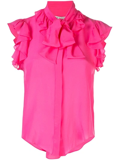 Alice And Olivia Alice + Olivia Robbie Ruffled Silk Blouse In Wild Pink