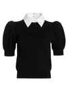 Alice And Olivia Alice + Olivia Brady Puff Sleeve Sweater In Black