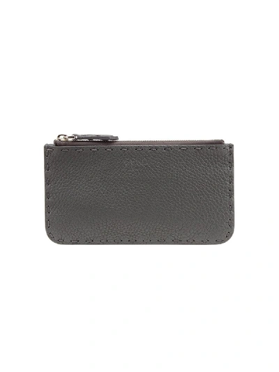 Fendi Card Case Pouch In Grey