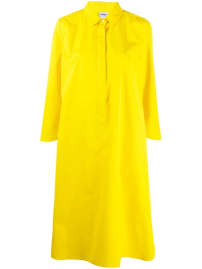 Aspesi Band-collar Midi Shirt Dress In Yellow