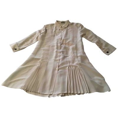 Pre-owned Ferragamo Silk Mini Dress In Beige