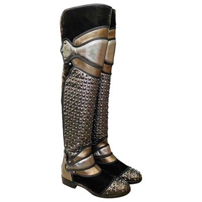 Pre-owned Dolce & Gabbana Leather Boots In Silver