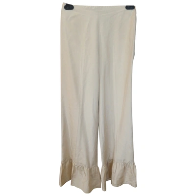 Pre-owned Gucci Silk Trousers In Beige