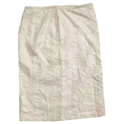 Pre-owned Versace Silk Mid-length Skirt In Ecru
