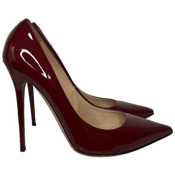 Preowned Jimmy Choo Anouk Burgundy Patent Leather Heels