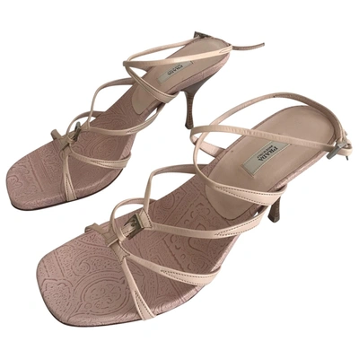 Pre-owned Prada Leather Sandals In Pink