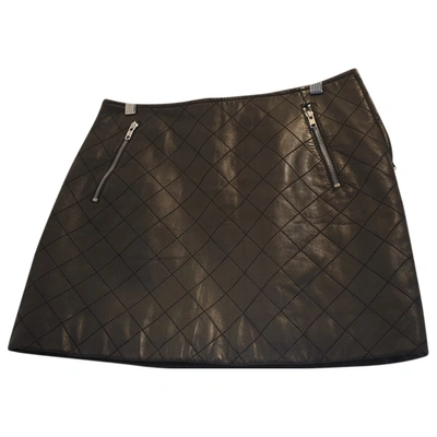 Pre-owned Claudie Pierlot Leather Mini Skirt In Black