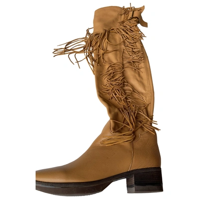 Pre-owned See By Chloé Leather Riding Boots In Camel