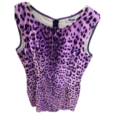 Pre-owned Moschino Cheap And Chic Pony-style Calfskin Mini Dress In Purple