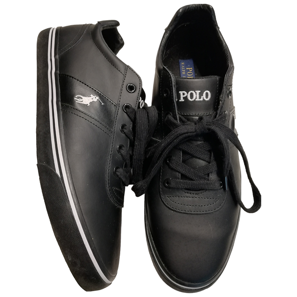 ralph lauren black leather trainers