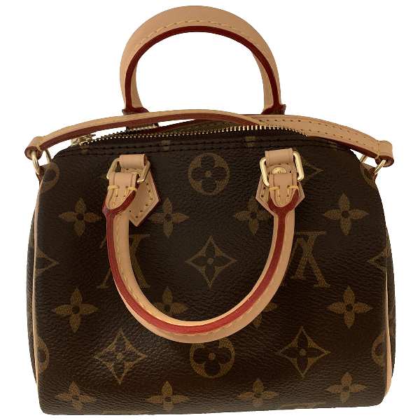 Pre-Owned Louis Vuitton Nano Speedy / Mini Hl Brown Cloth Handbag | ModeSens