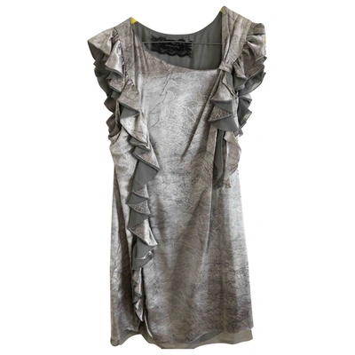 Pre-owned Patrizia Pepe Silk Mid-length Dress In Grey